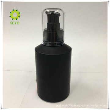 Luxury empty frosted black pump cap glass cosmetics jar bottle